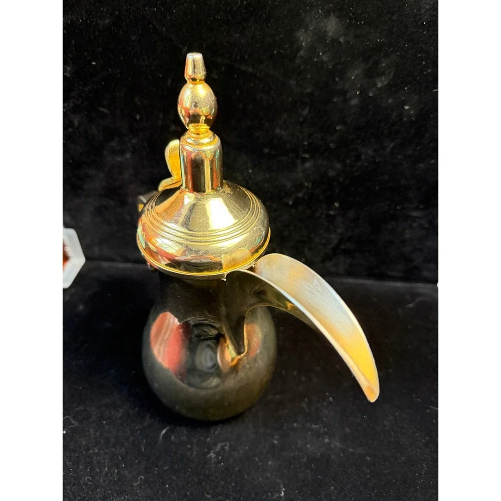Vintage Al-Saif Dallah Arabic Coffee Pot Brass Tone Made in Indonesia Decorative